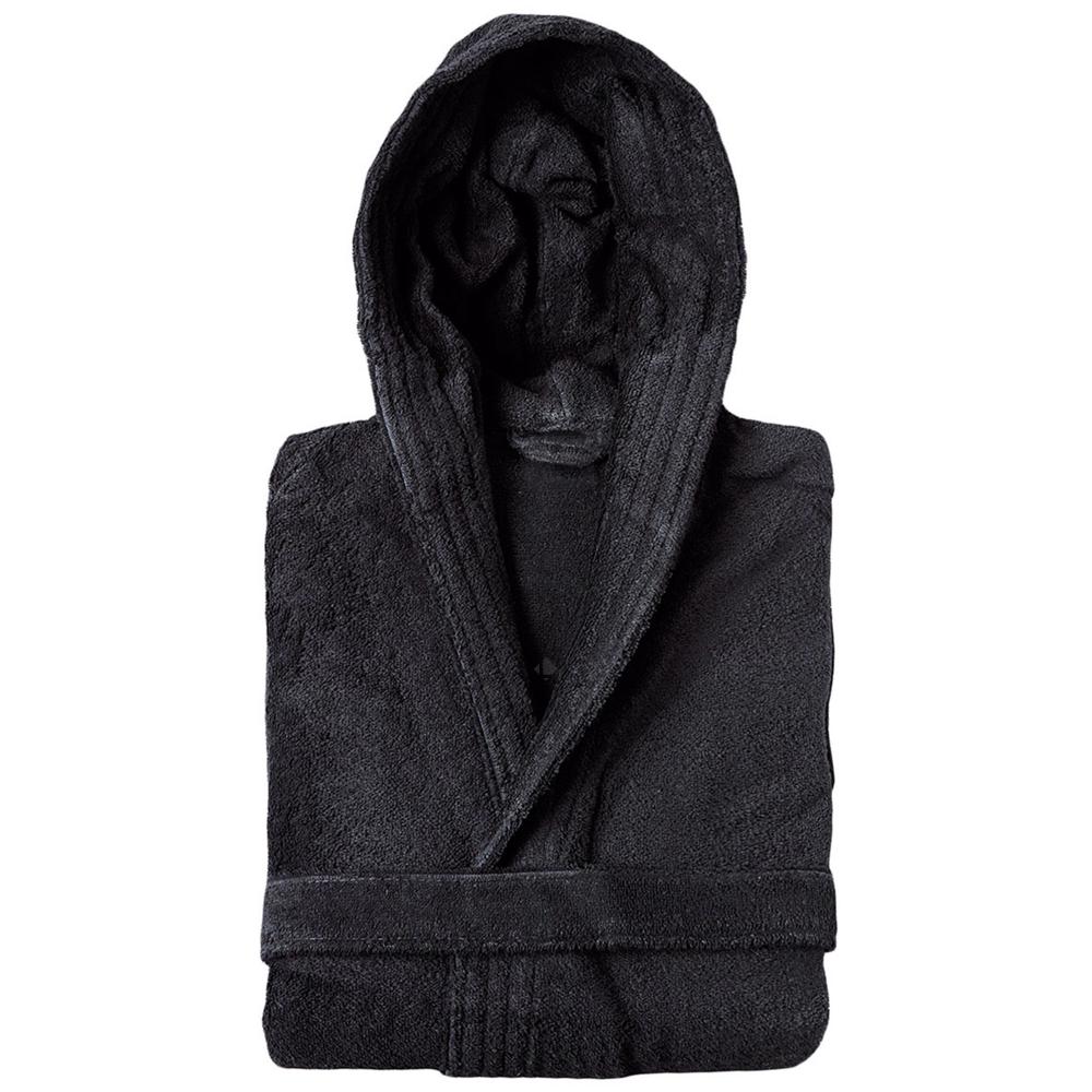 Peignoir à capuche adulte PURE coton XL noir