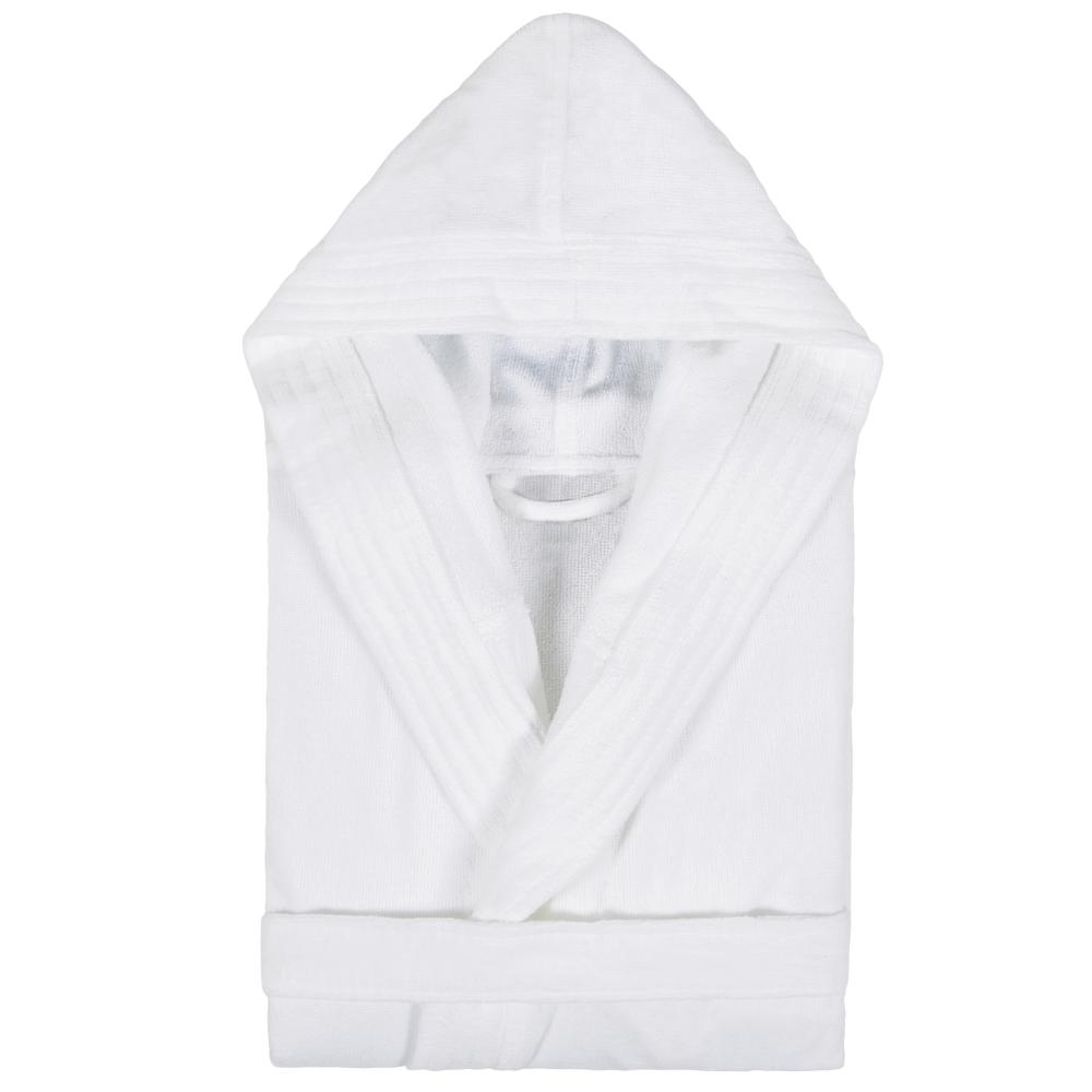 Peignoir à capuche adulte COOL coton M velours Blanc