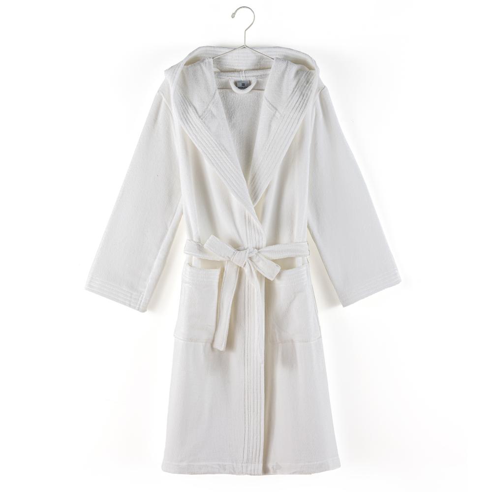 Peignoir à capuche adulte COOL coton M velours Blanc