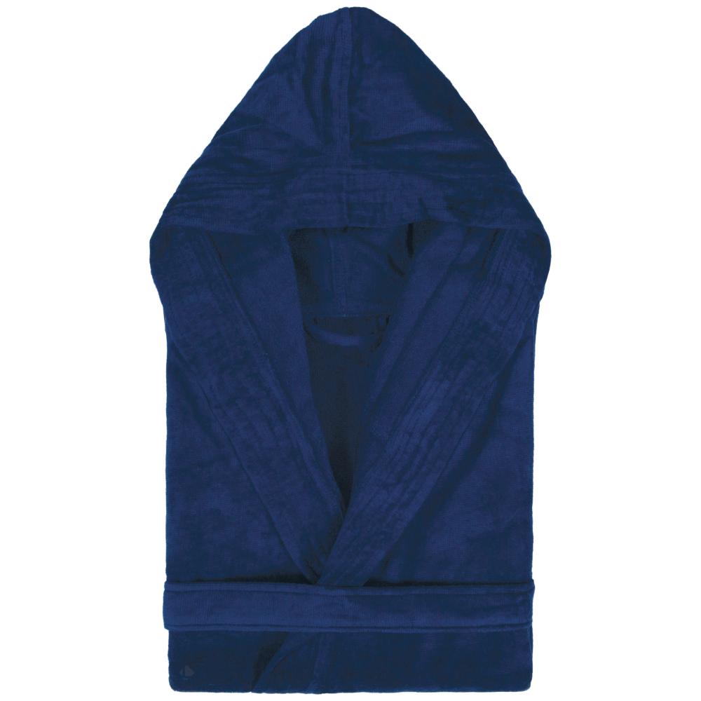 Peignoir à capuche adulte COOL coton M velours bleu Marine