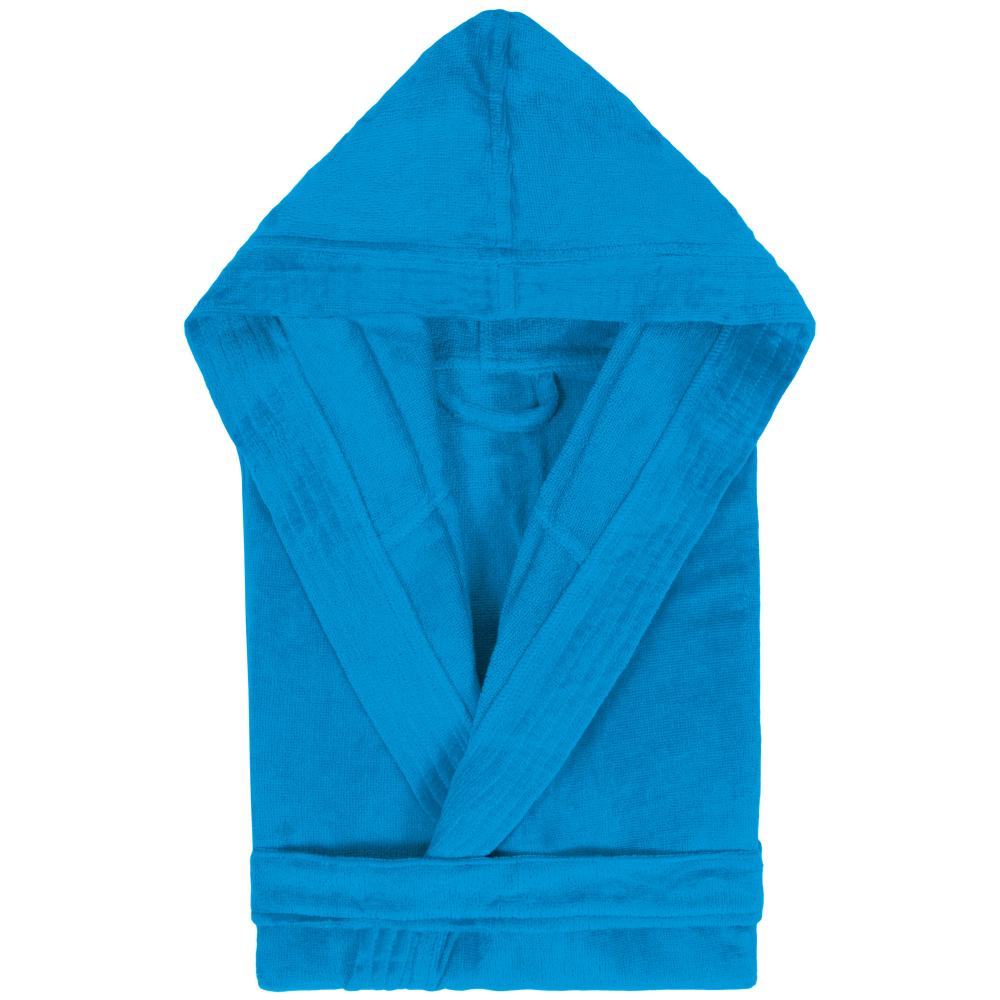 Peignoir à capuche adulte COOL coton M velours bleu Turquoise