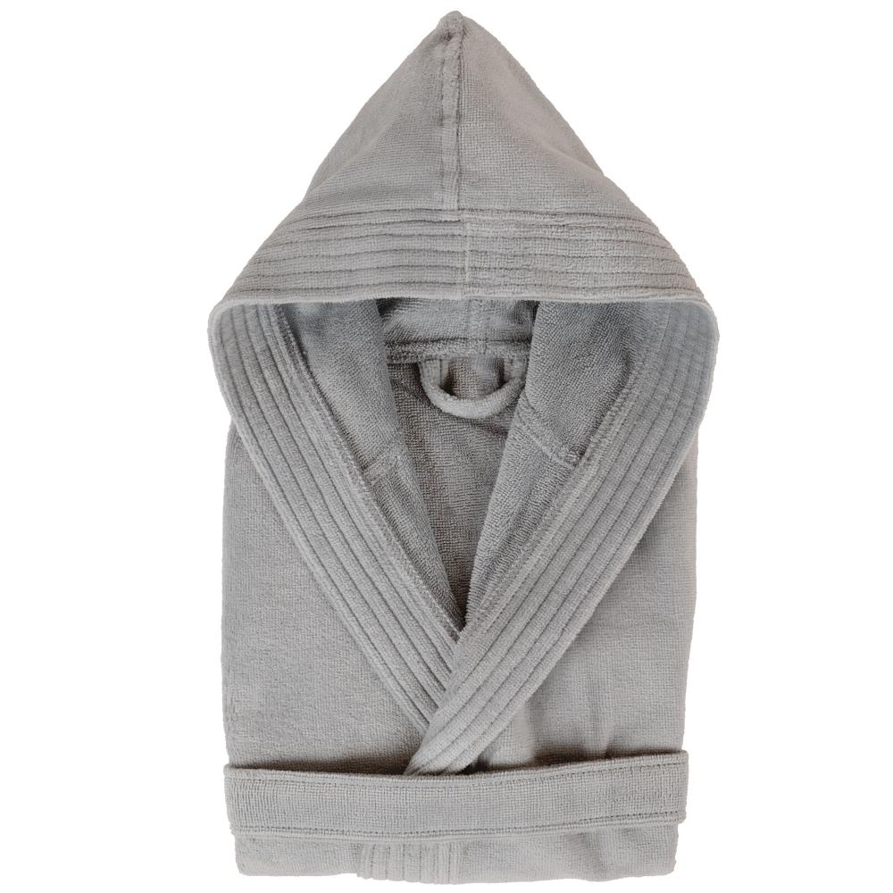 Peignoir à capuche adulte COOL coton M velours gris Argent