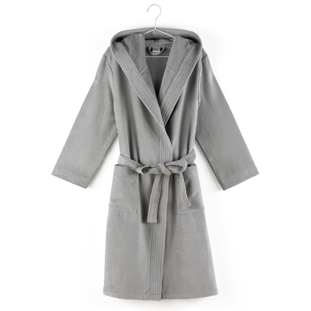 Peignoir à capuche adulte COOL coton M velours gris Argent
