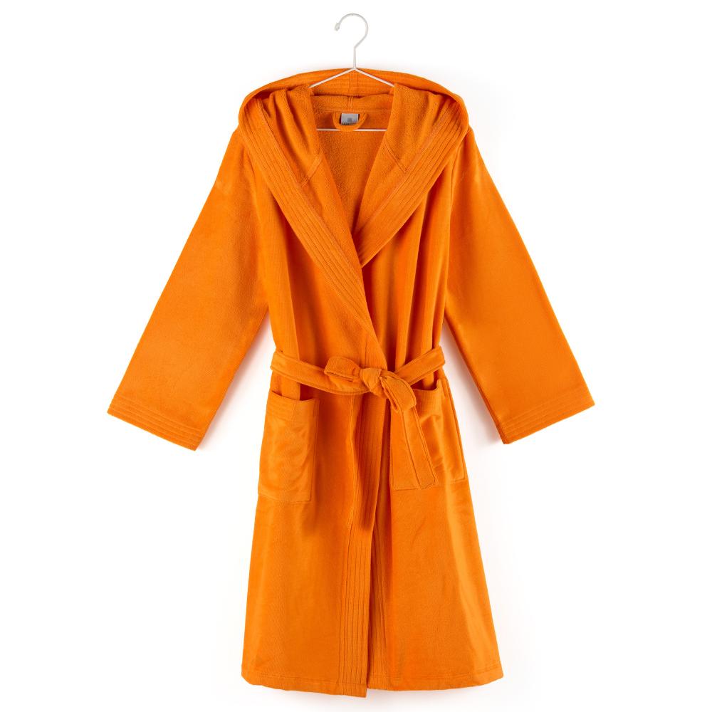 Peignoir à capuche adulte COOL coton M velours Orange