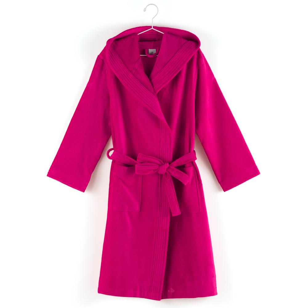 Peignoir à capuche adulte COOL coton M velours rose Fuchsia