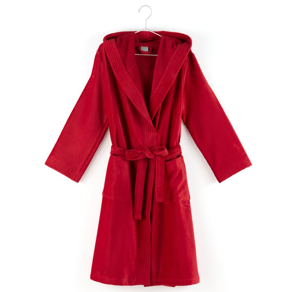 Peignoir à capuche adulte COOL coton M velours Rouge