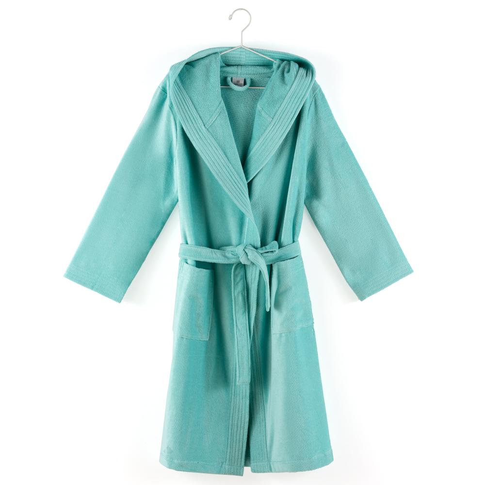 Peignoir à capuche adulte COOL coton M velours vert Aguaverde