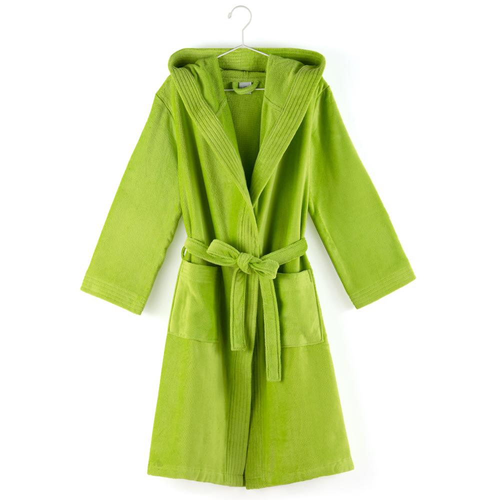 Peignoir à capuche adulte COOL coton M velours vert Pistache