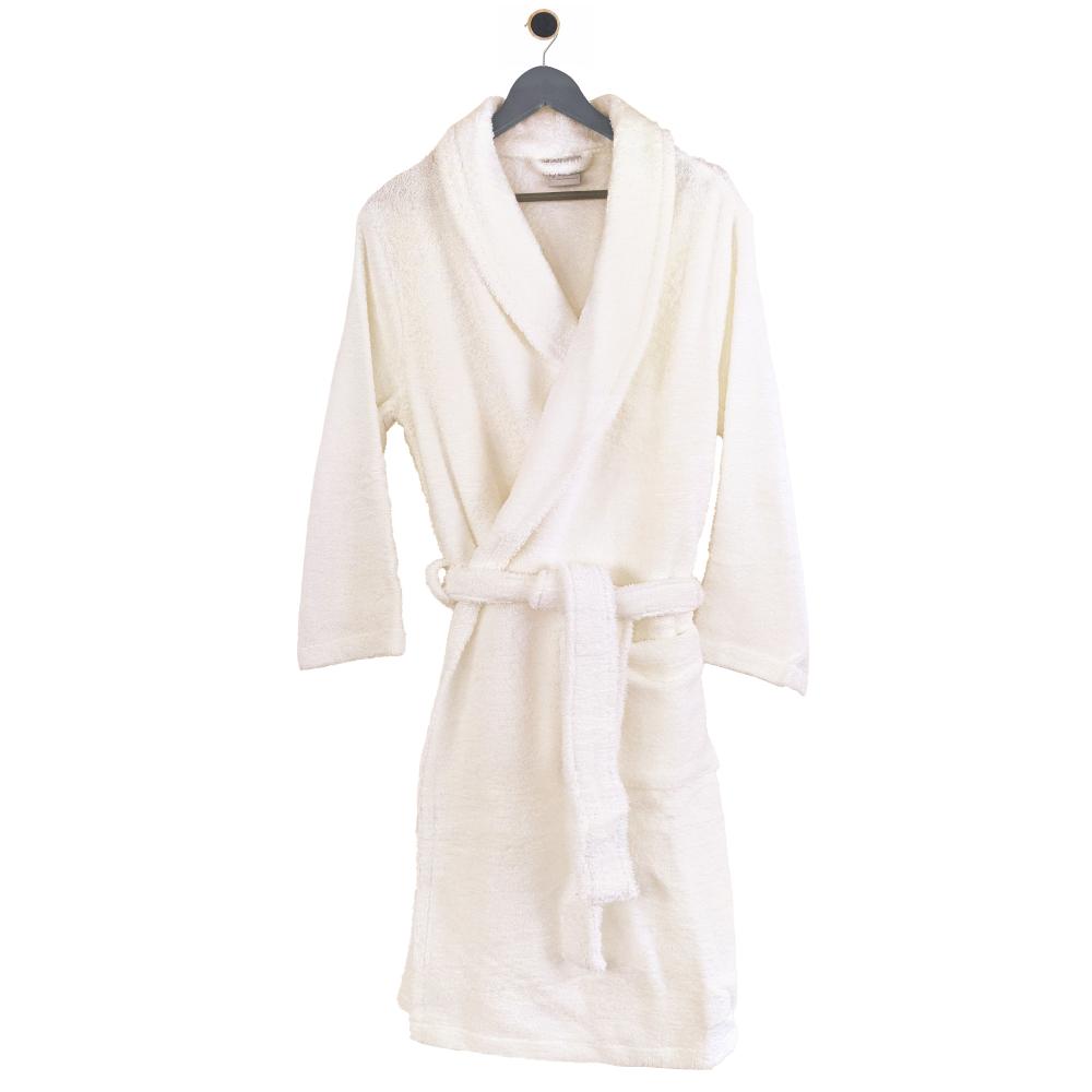 Peignoir col châle adulte PURE coton L ivoire