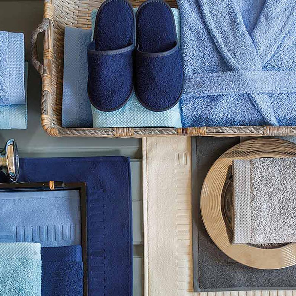 Peignoir col châle adulte PURE coton S bleu océan