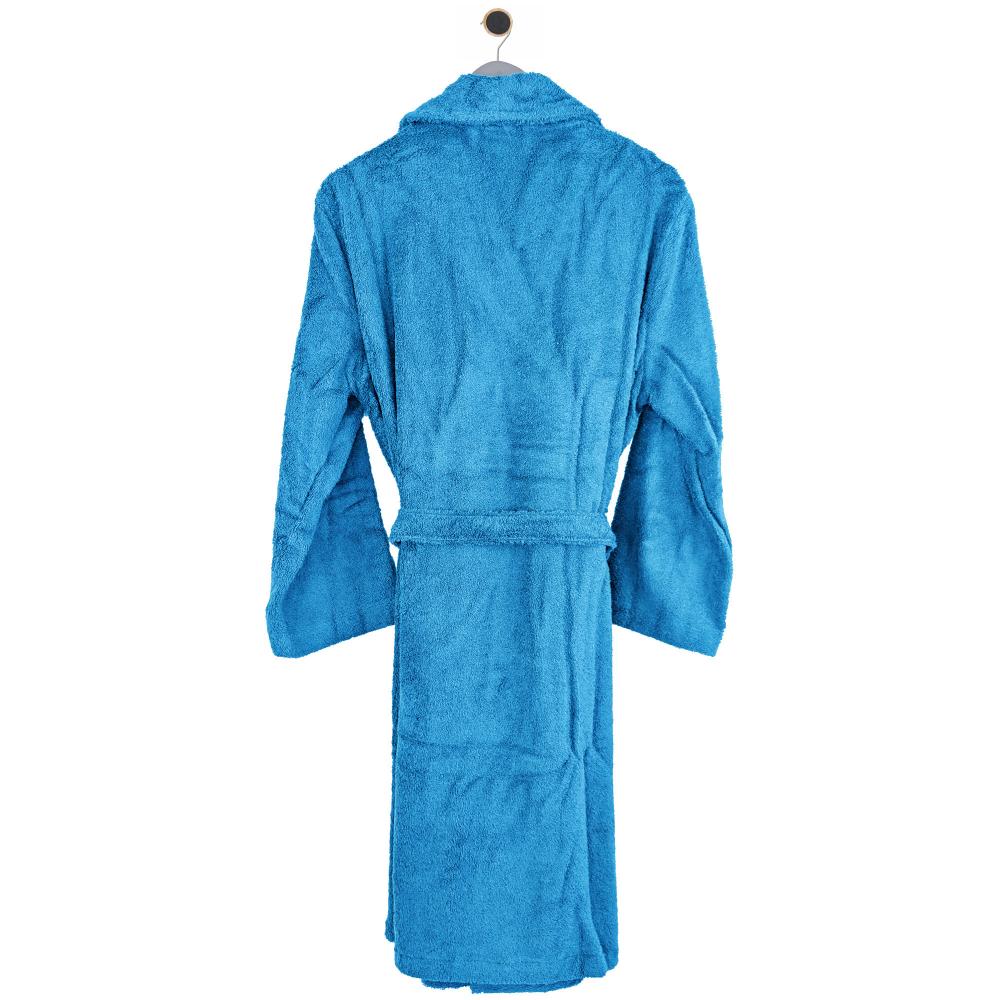 Peignoir col châle adulte PURE coton S bleu turquoise