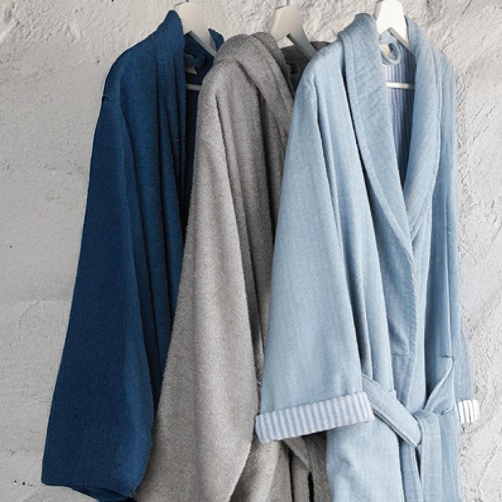Peignoir kimono adulte EFFICIENCE PURE coton L bleu Pacific