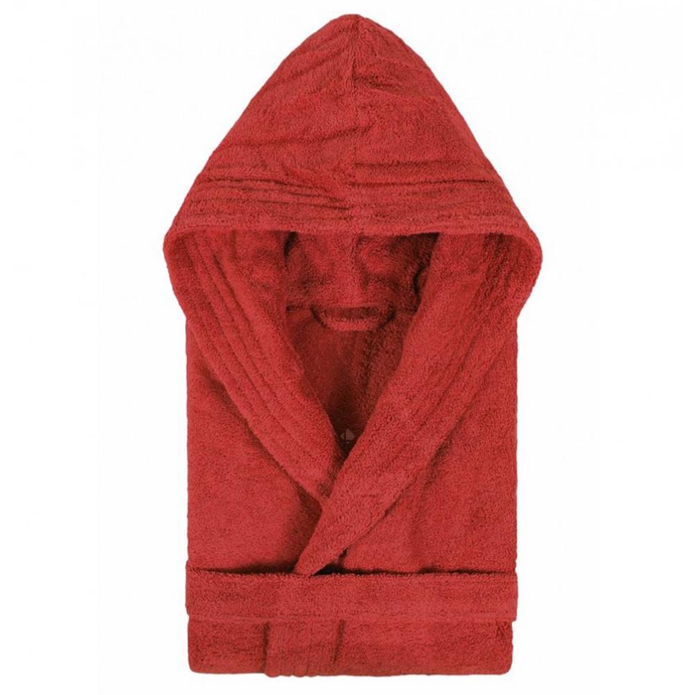 Peignoir à capuche enfant PURE coton 2 ANS rouge