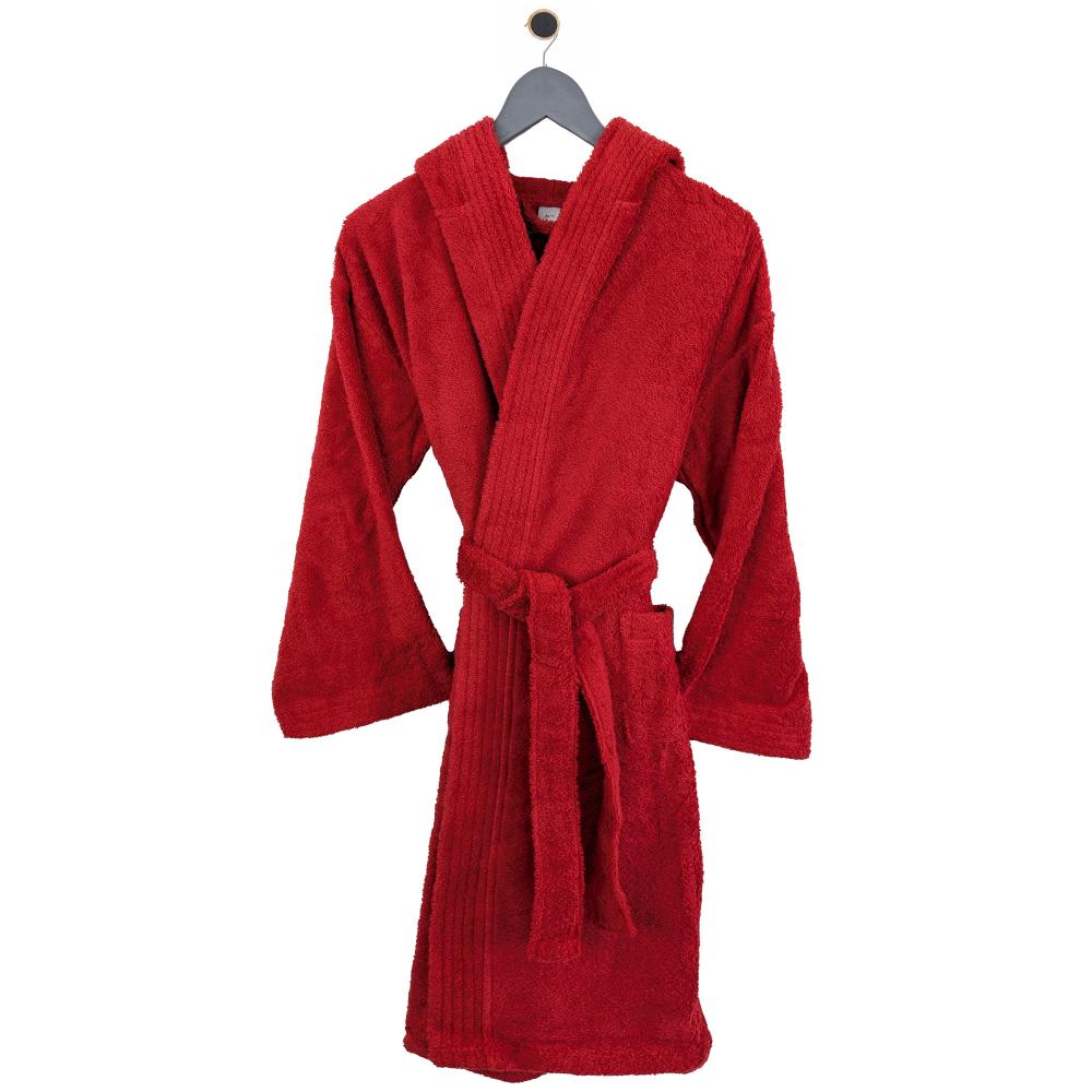 Peignoir à capuche enfant PURE coton 2 ANS rouge