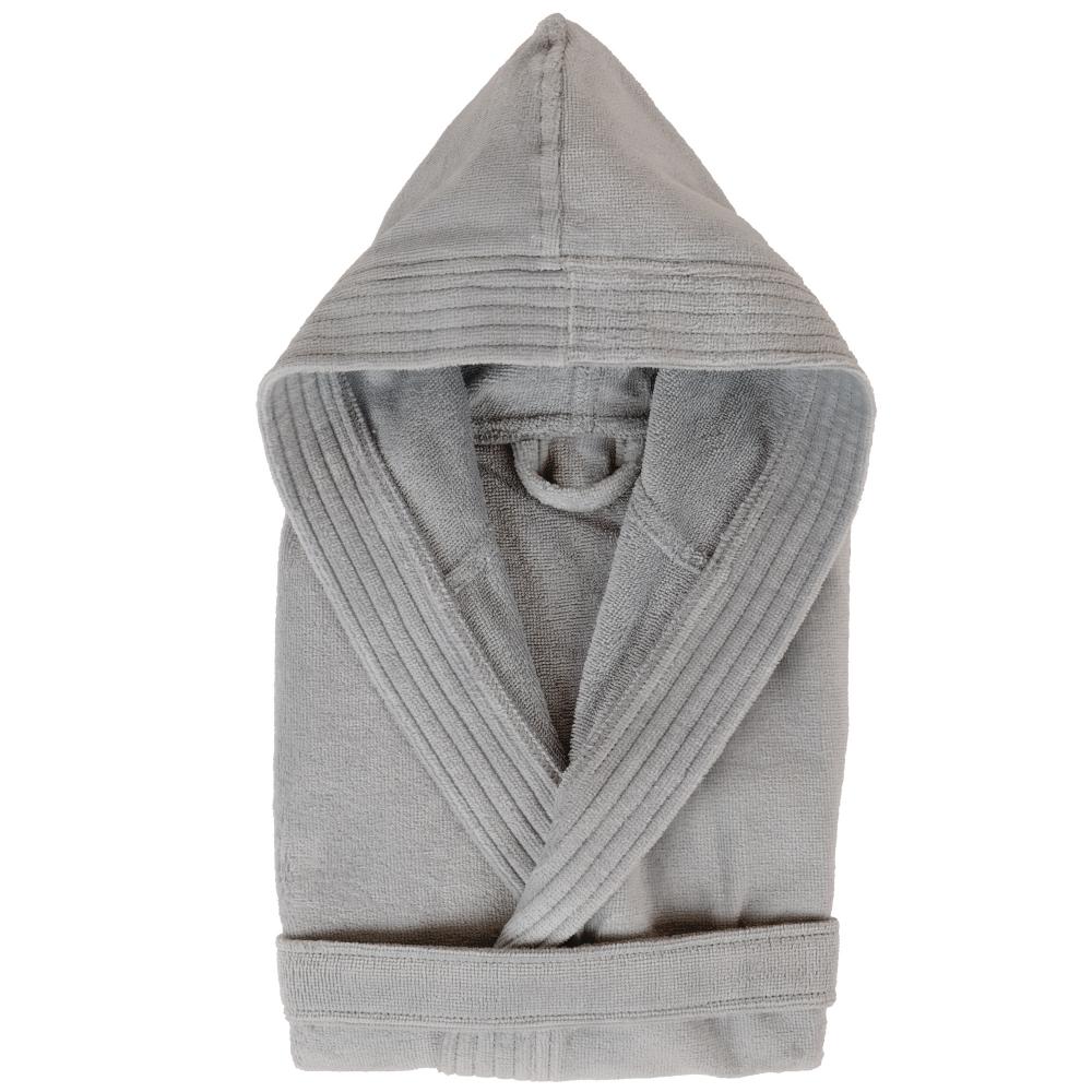 Peignoir à capuche enfant COOL coton 4 ANS velours gris Argent