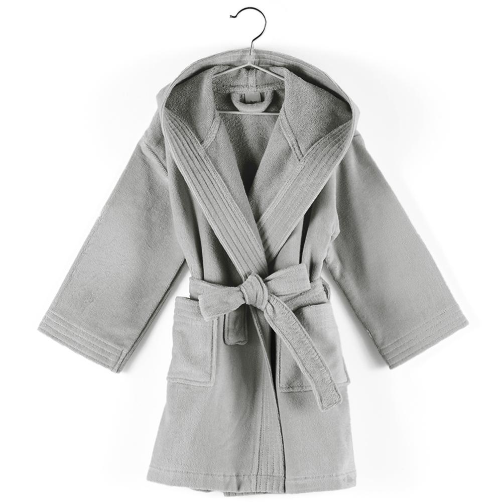 Peignoir à capuche enfant COOL coton 4 ANS velours gris Argent