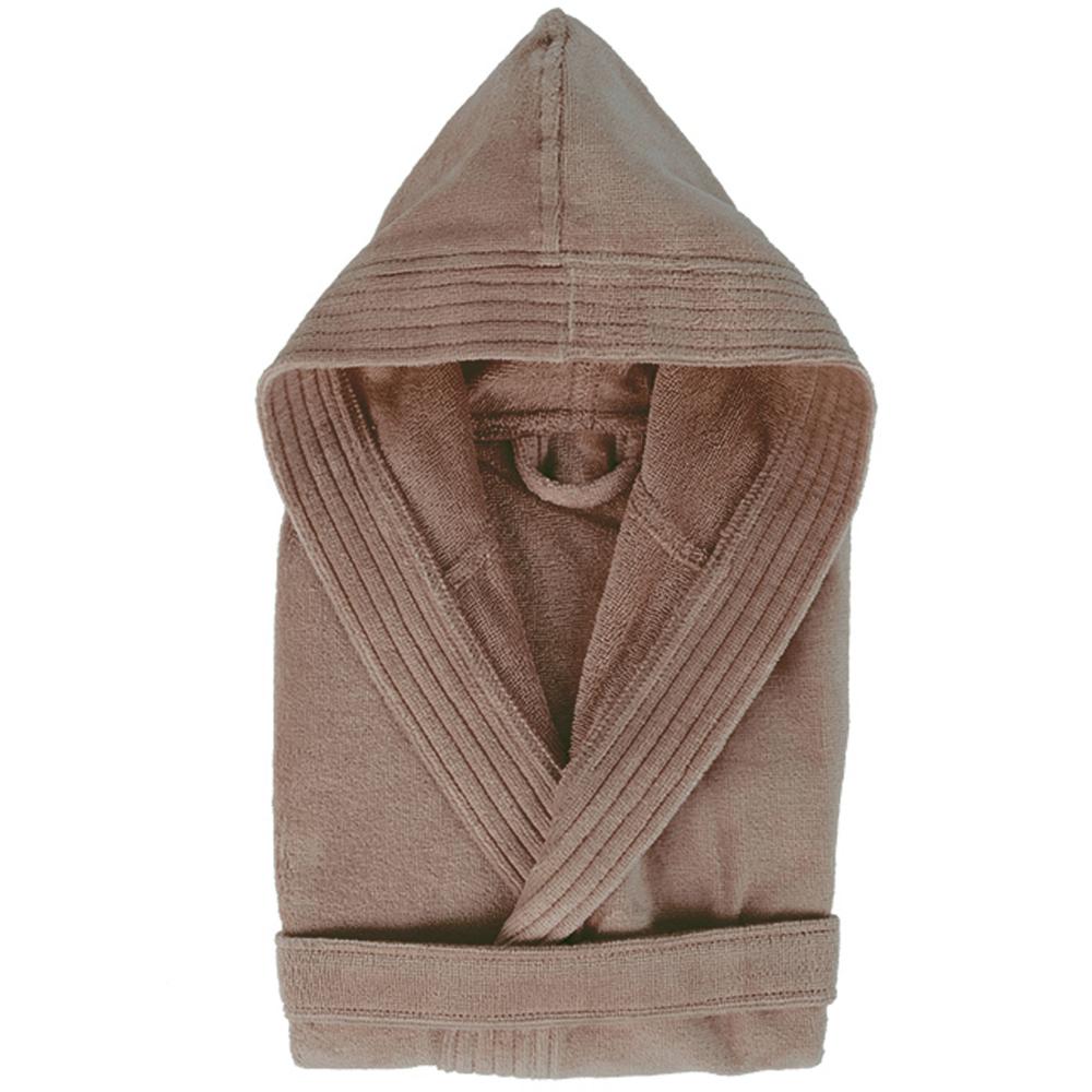 Peignoir à capuche enfant COOL coton 4 ANS velours marron Taupe
