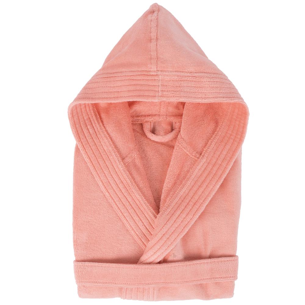 Peignoir à capuche enfant COOL coton 4 ANS velours orange Corail