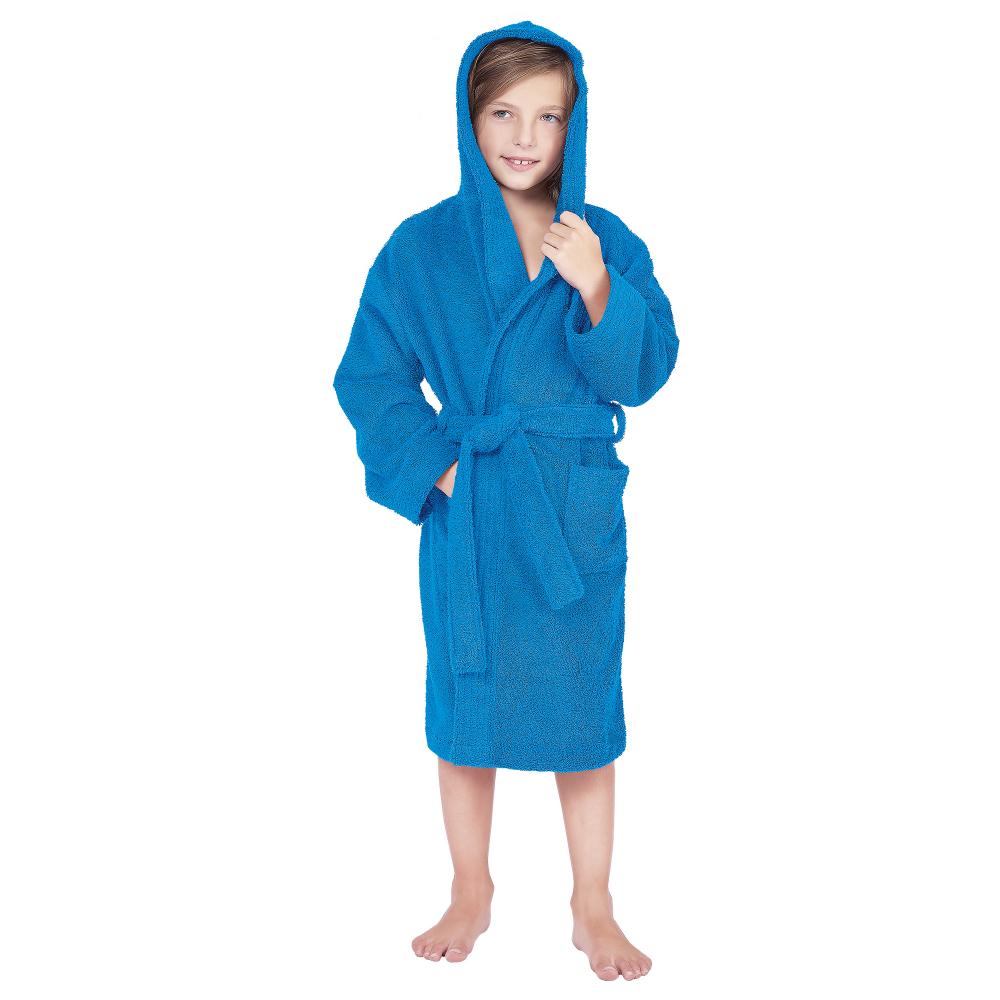 Peignoir à capuche enfant COOL coton 4 ANS velours orange Corail