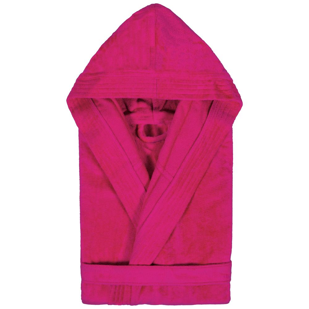 Peignoir à capuche enfant COOL coton 4 ANS velours rose Fuchsia