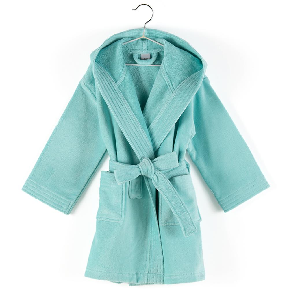 Peignoir à capuche enfant COOL coton 4 ANS velours vert Aguaverde