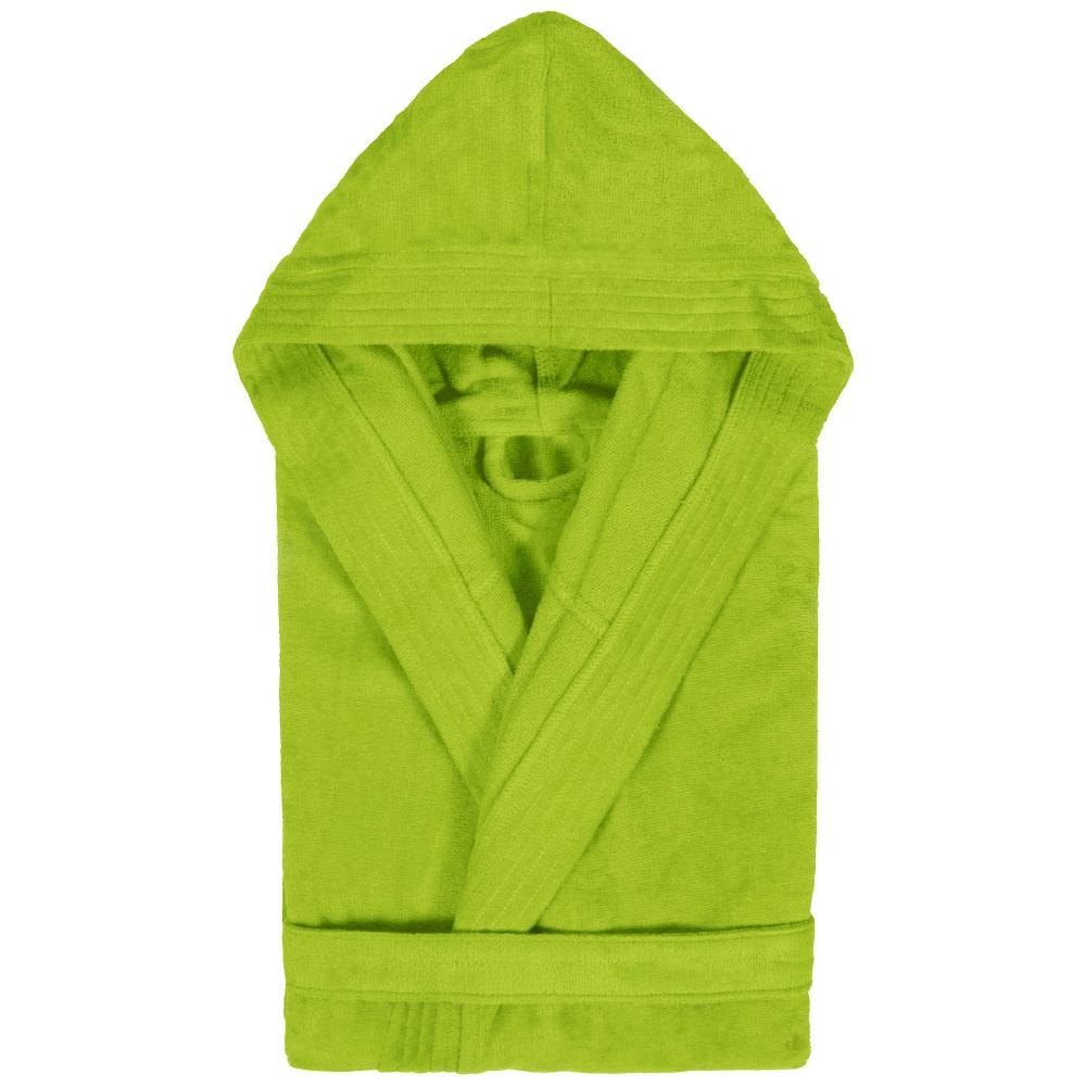 Peignoir à capuche enfant COOL coton 4 ANS velours vert Pistache