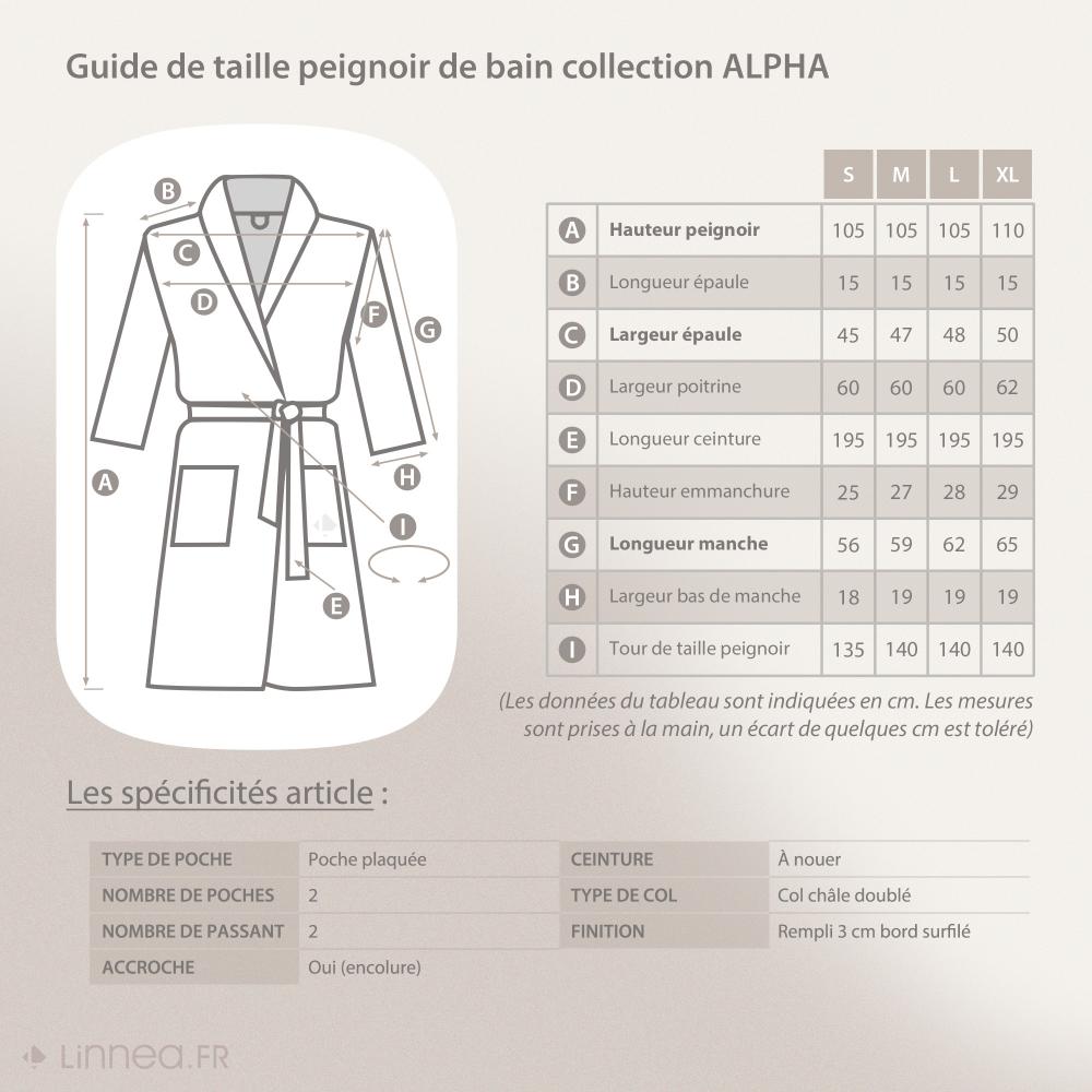 Peignoir col châle adulte ALPHA coton taille XL bleu turquoise