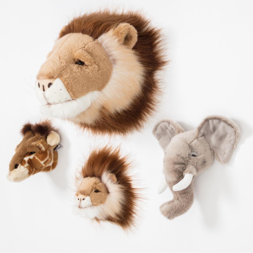 Peluche trophée mini 3 petites têtes collection Safari