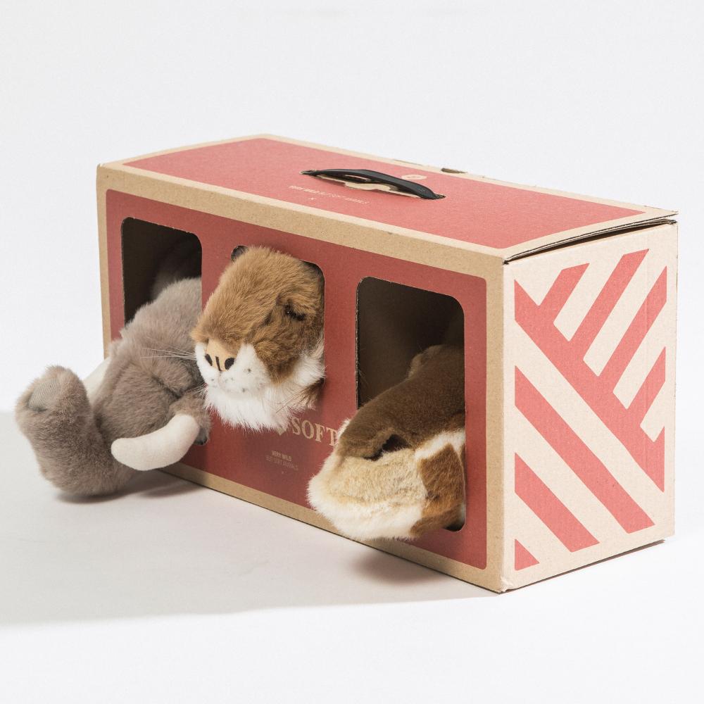 Peluche trophée mini 3 petites têtes collection Safari