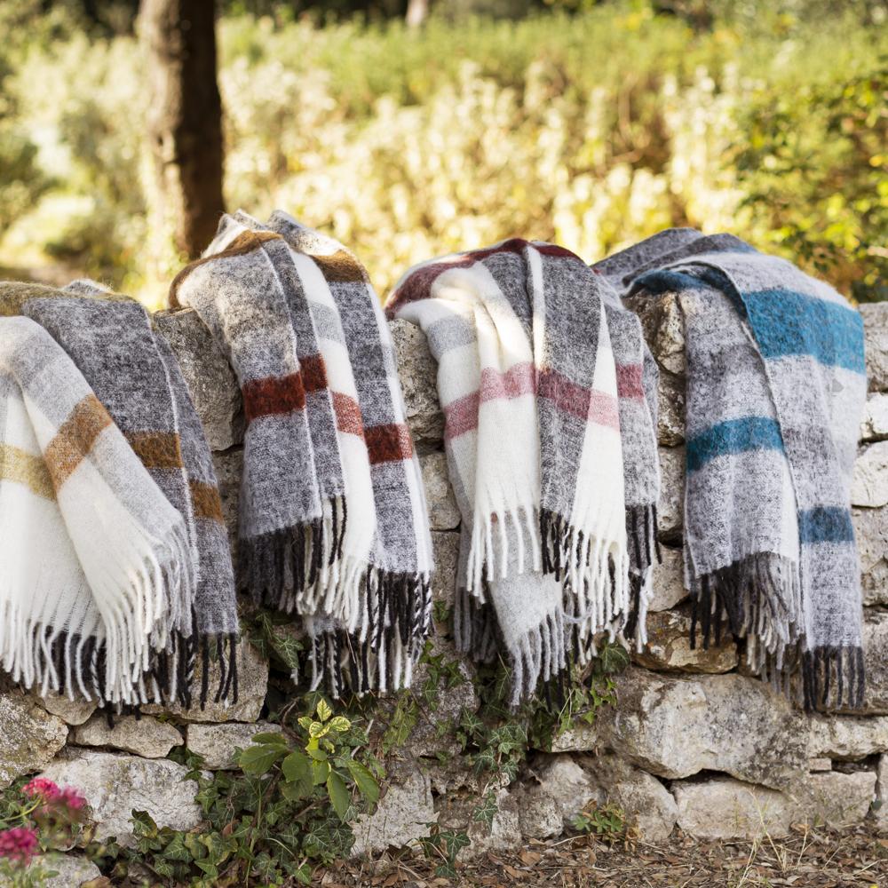 Plaid 130x180 cm ISEO en alpaga bleu paon
