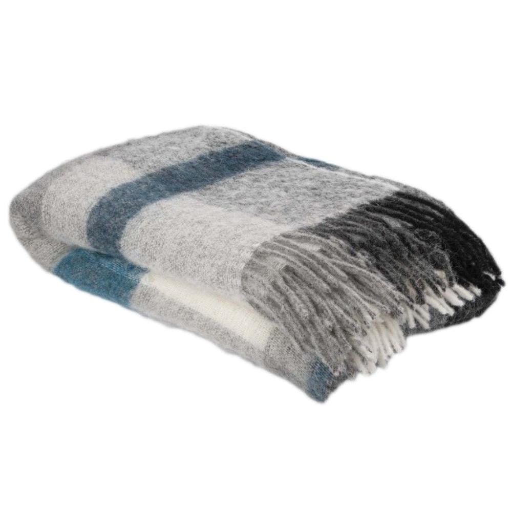 Plaid 130x180 cm ISEO en alpaga bleu paon
