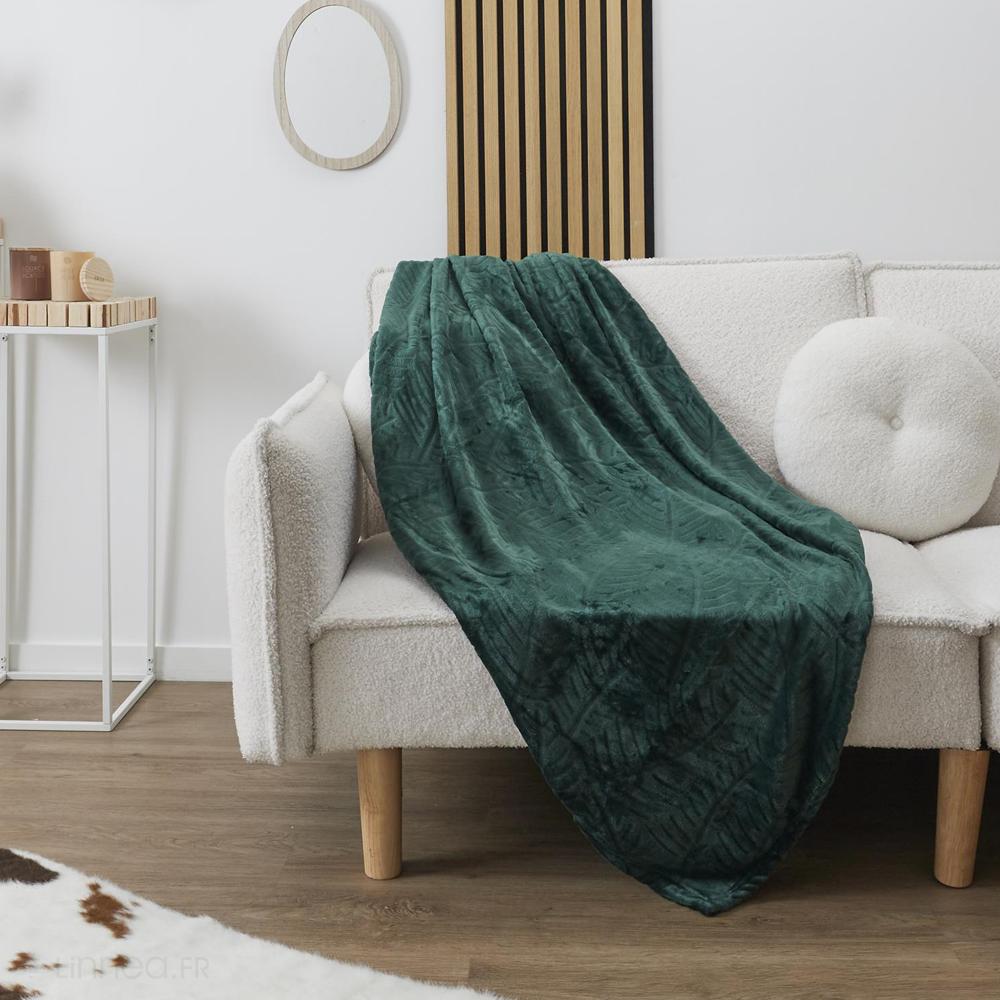 Plaid flanelle collection TREE 120x150 cm vert sapin