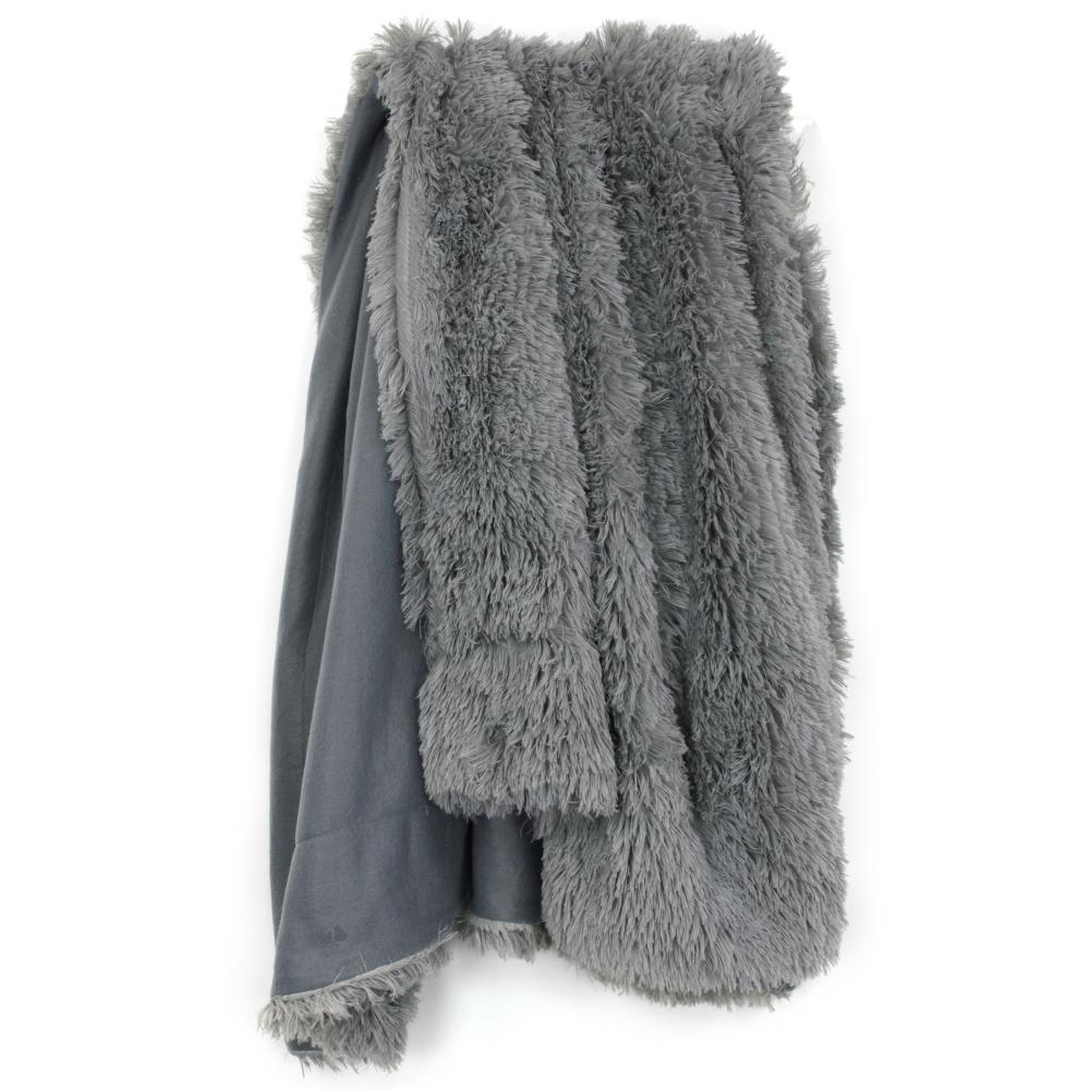 Plaid imitation fourrure 120x150 cm LICIA Gris