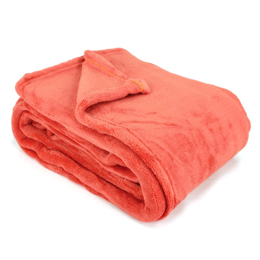 Plaid polaire 130x170 cm Microfibre 280 g/m2 APOLLO Orange Corail  