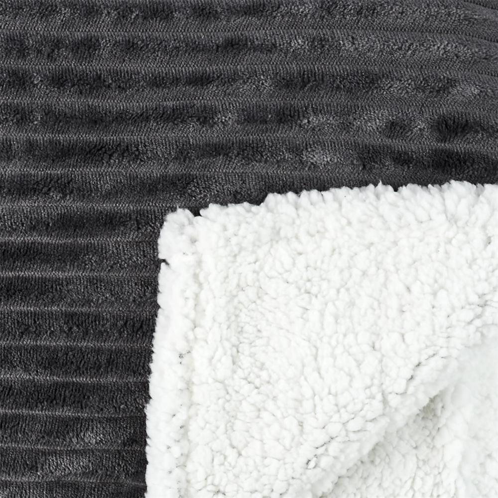 Plaid flanelle côtelé 180x220 cm SHERPA gris