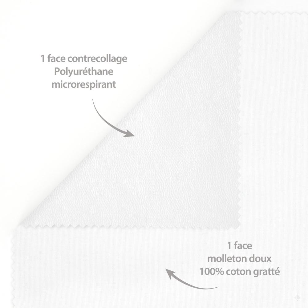 Protège matelas imperméable 100x200 cm bonnet 30cm ARNON molleton 100% coton contrecollé polyuréthane