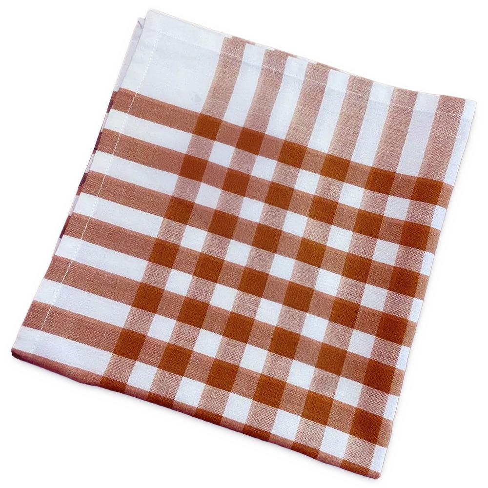 Serviette de table à carreaux 47x47 cm coton BISTROT Rouge paprika