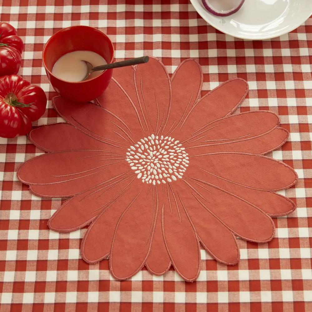 Serviette de table à carreaux 47x47 cm coton BISTROT Rouge paprika