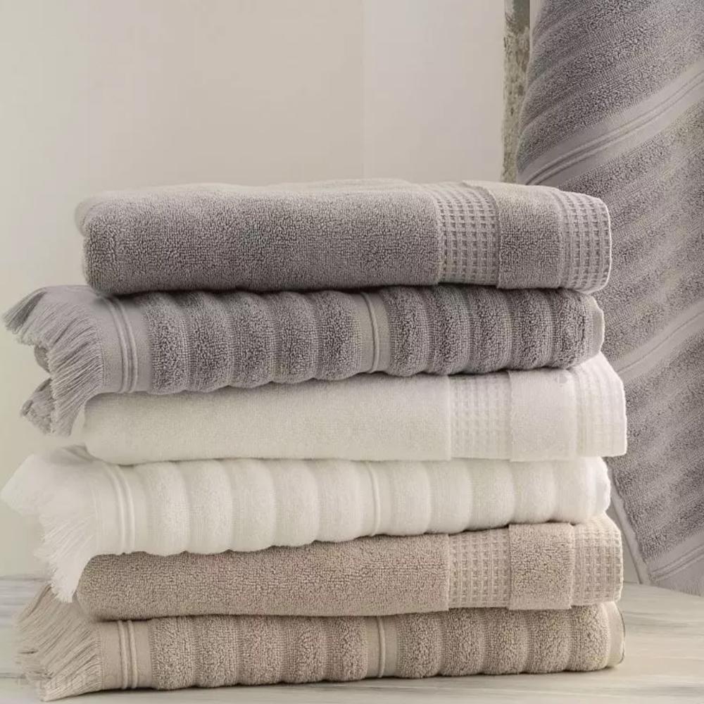 Lot de 2 serviettes invité 33x50 cm NATURAL STRIPES gris platine