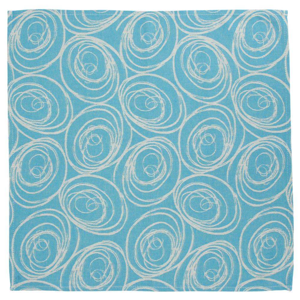 Lot de 3 serviettes de table 45x45 cm Jacquard 100% coton SPIRALE bleu turquoise