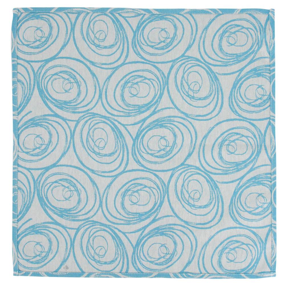 Lot de 3 serviettes de table 45x45 cm Jacquard 100% coton SPIRALE bleu turquoise