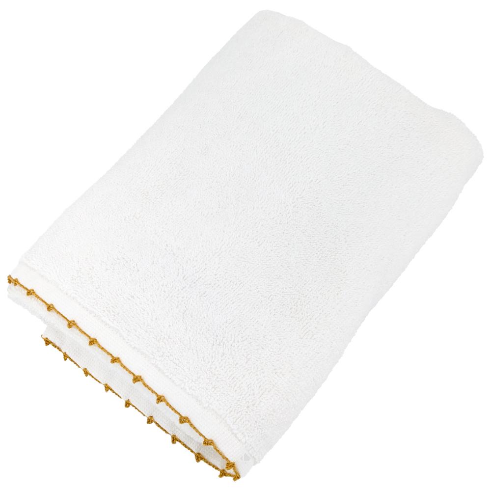 Serviette de toilette 50x100 cm pur coton collection ORLA avec picueta jaune