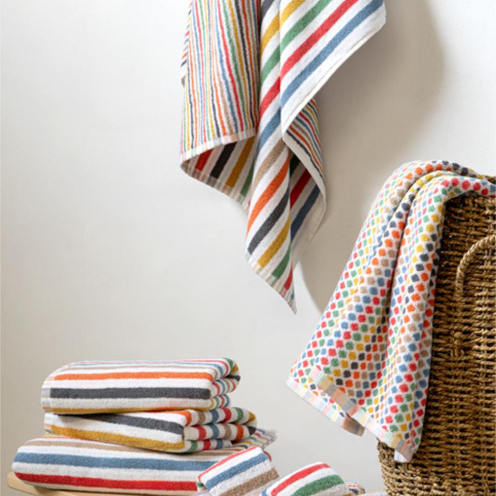 Serviette de toilette 50x100 cm pur coton collection RISALTO rayures multicolore