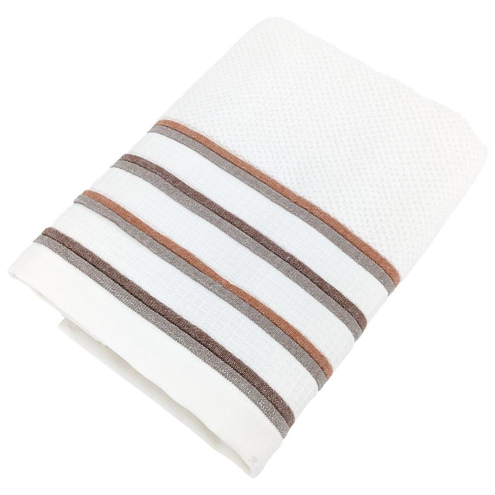 Serviette de toilette 50x100 cm pur coton SERATA blanc jaune