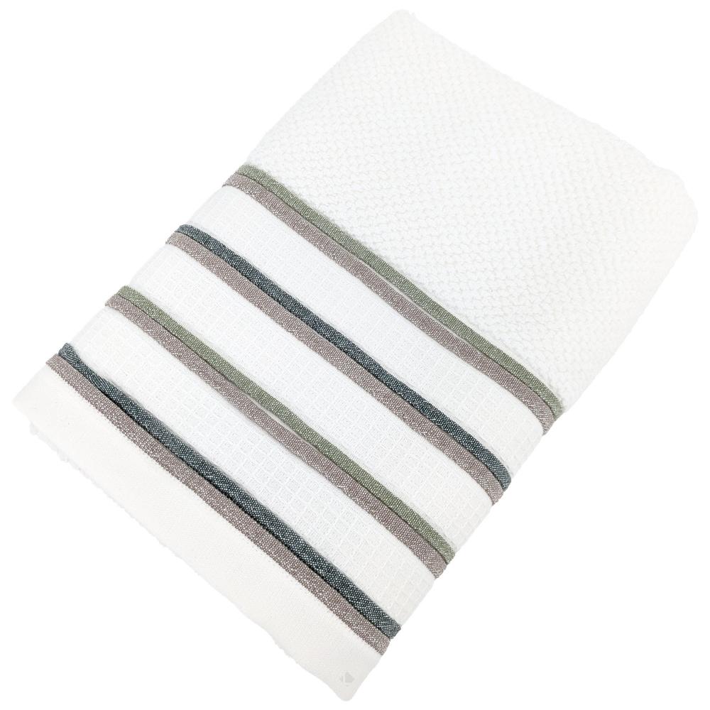 Serviette de toilette 50x100 cm pur coton collection SERATA blanc vert