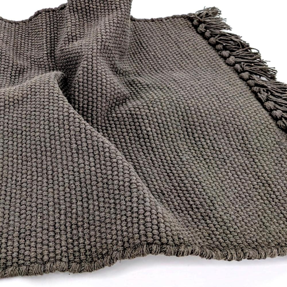 Lot de 2 sets de table en coton à franges 33x46 cm PAPEETE noir Café