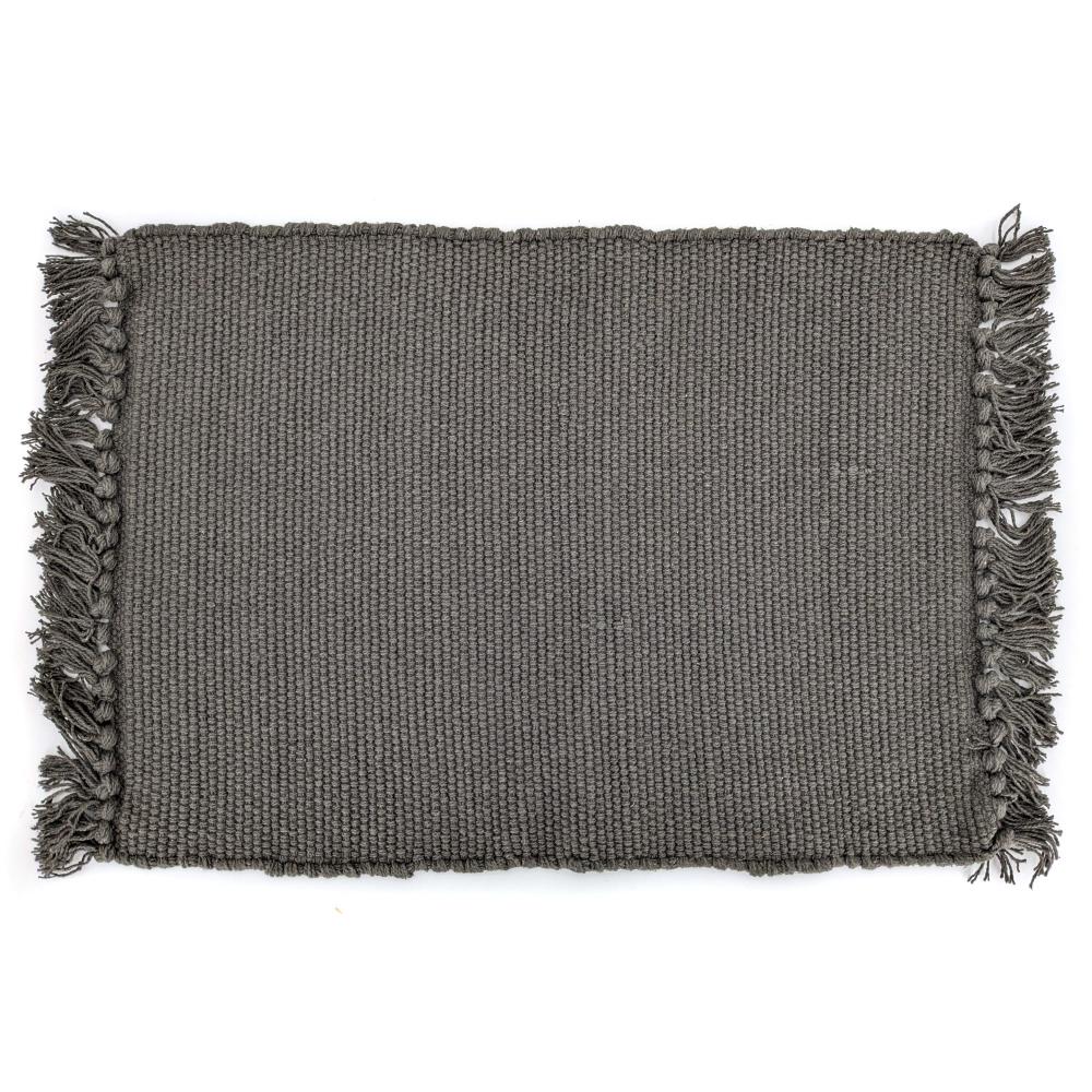 Lot de 2 sets de table en coton à franges 33x46 cm PAPEETE noir Café