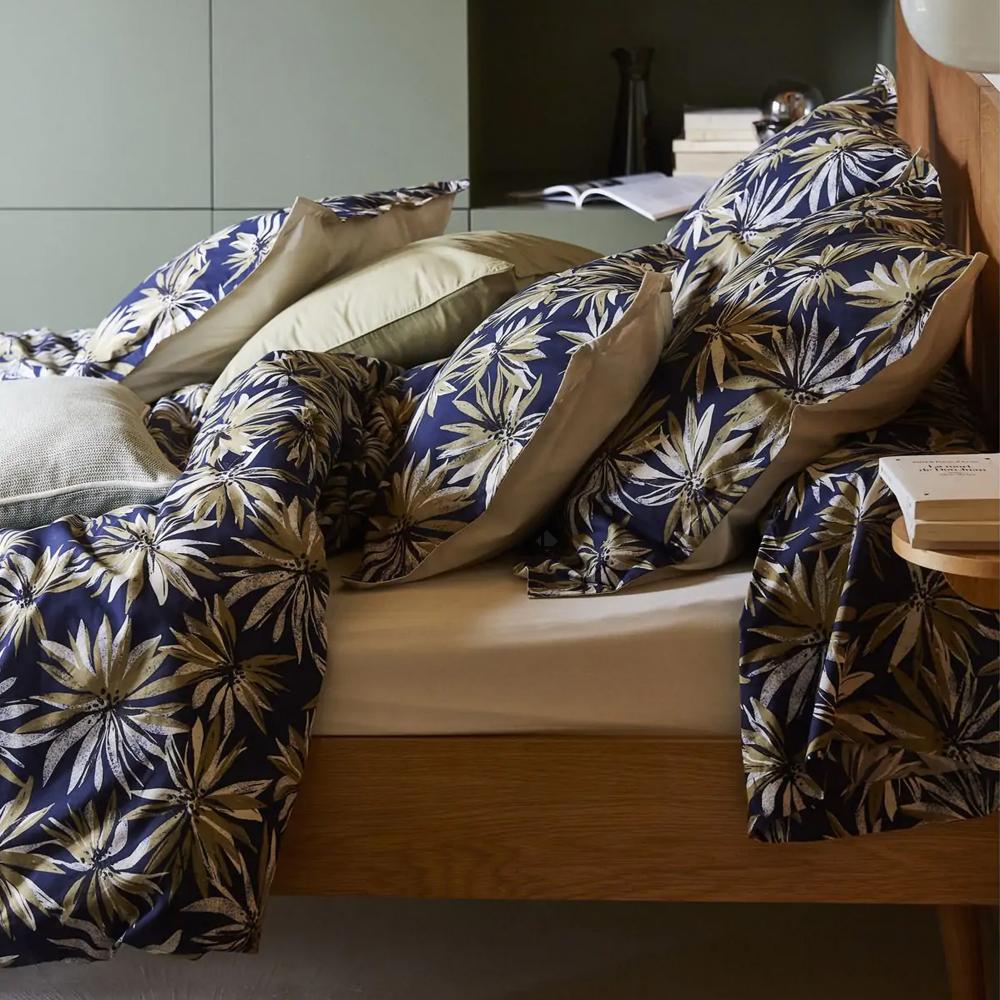 Taie d'oreiller 50x70 cm en 100% percale de coton EVERLY bleu encre