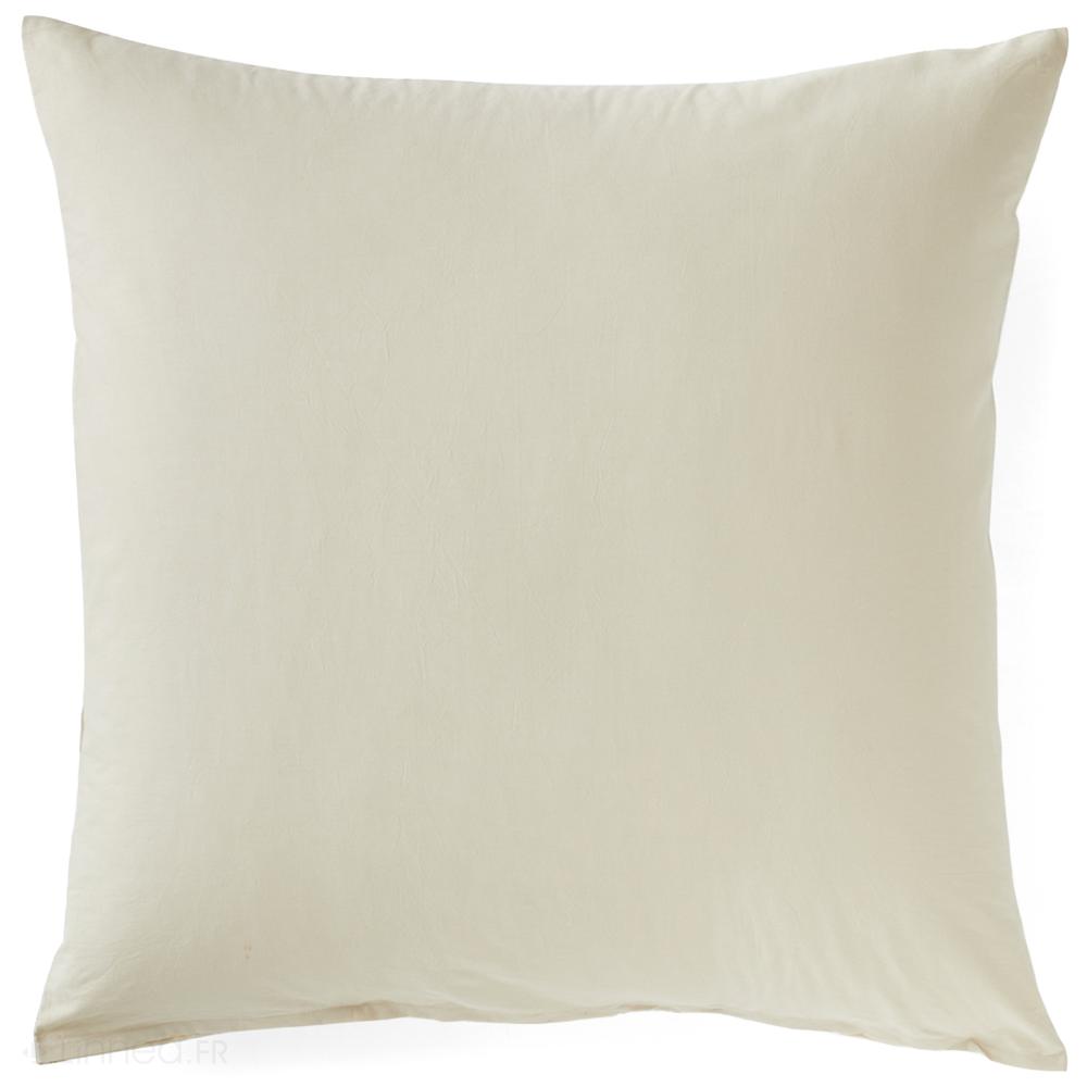 Taie d'oreiller 65x65 cm percale de coton BONJOUR blanc Mascarpone