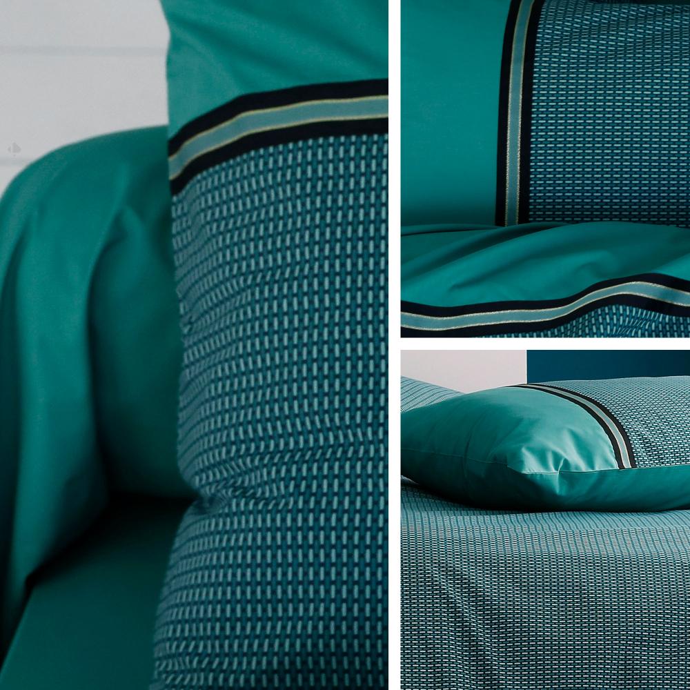 Taie d'oreiller 65x65 cm percale de coton GUSTAV vert Emeraude